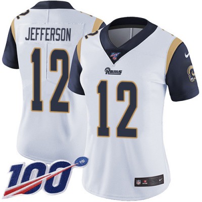 Nike Los Angeles Rams #12 Van Jefferson White Women's Stitched NFL 100th Season Vapor Untouchable Limited Jersey